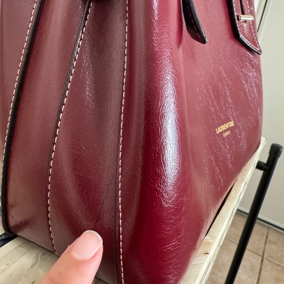Laorentou Classic Women's Wine Leather Tote - Picture 7 of 16